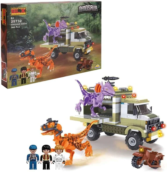 Dinosaur Set Dinozorlar Dinozor Taşıma Aracı 3 Figürlü 366 Parça ürün görseli 1
