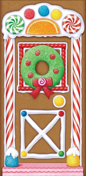 Beistle Baskılı Plastik Zencefilli Ev Kapı Kapağı Kapalı/Dış Mekan Noel Partisi Süslemeleri, 76 X 132 Cm, Çok Renkli ürün görseli 1