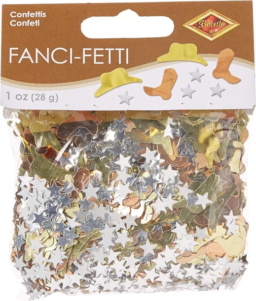 Beistle Fanci-Fetti Western Icons (Bakır, Altın, Gümüş) Parti Aksesuarı (1 Sayı) (1 Oz/Adet) ürün görseli 1