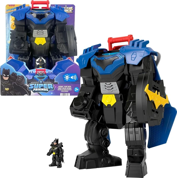 Fisher-Price Işıklı, Sesli Hareketli Imaginext Dc Super Friends Batman Uçuş Aracı, 7,5 Cm'Lik Aksiyon Figürü, Fırlatıcı Disklerle 36,5 Cm'Lik Oyuncak, Jdl03 ürün görseli 1