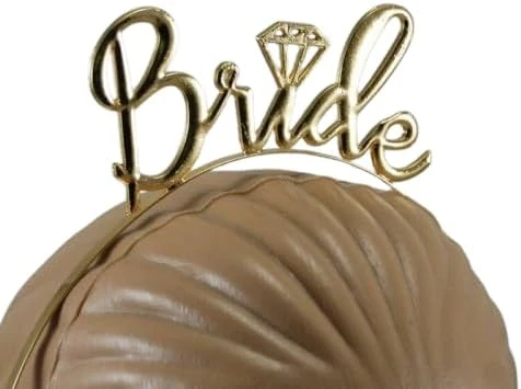 Bride Tek Taş Gold Renk Metal Bekarlığa Veda Partisi Taç ürün görseli 1