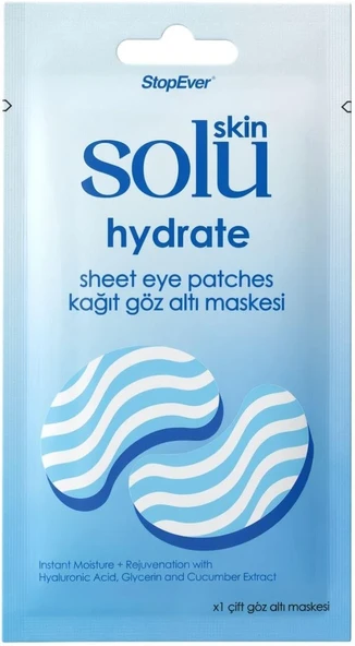 Stopever Skin Solu Hydrate Kağıt Göz Altı Maskesi Tek Çift - Nemlendirici Ferahlatıcı - Hyaluronik Asit, Gliserin Salatalık Özü İçerir ürün görseli 1