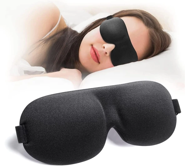 Xspring Göz Maskesi, 3D Konturlu Kupa Uyku Göz Bağı, Işık Engelleme Göz Kapağı Yumuşak Gece Maskesi Unisex Uyku Seyahat Şekerleme Yoga Için Göz Maskeleri Için Ayarlanabilir Kayış Ile (Siyah) ürün görseli 1