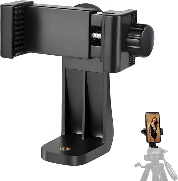 Aputue Telefon Tripod Montaj Adaptörü, 360° Dönebilen Tripod Telefon Tutucu, Ayarlanabilir Genişlikte, Tripod Bağlantısı İçin, Iphone Ile Uyumlu ürün görseli 1