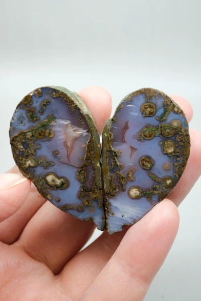 Violet & Bronze Plume Karadeniz Akik Çifti - Resim 8