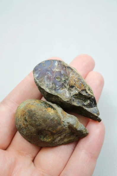 Violet & Bronze Plume Karadeniz Akik Çifti - Resim 7