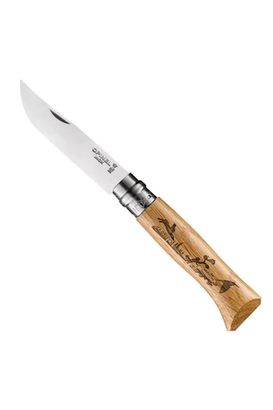 Opinel Yaban Tavşanı Desenli N°8 Meşe Saplı Inox/Çelik Çakı ürün görseli 1