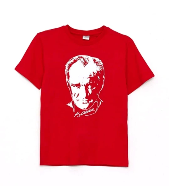 Atatürk Baskılı Kısa Kollu Bisiklet Yaka Çocuk Tişört 10-11 Yaş ürün görseli 1