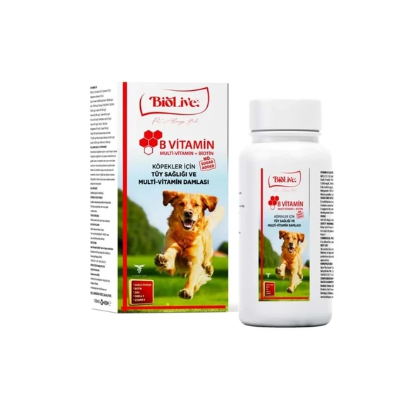 Biolive Köpekler İçin B Vitamin+Multivitamin Tüy Sağlığı Likit Vitamin 100ml ürün görseli 1