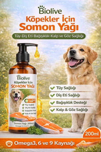 Biolive Köpekler İçin Somon Yağı Tüy-Dış Eti-Bağışıklık-Kalp ve Göz Sağlı 200ml ürün görseli 1