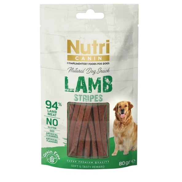 Nutri Canin Tahılsız Kuzulu Şeritler Köpek Ödül Maması 80gr ürün görseli 1