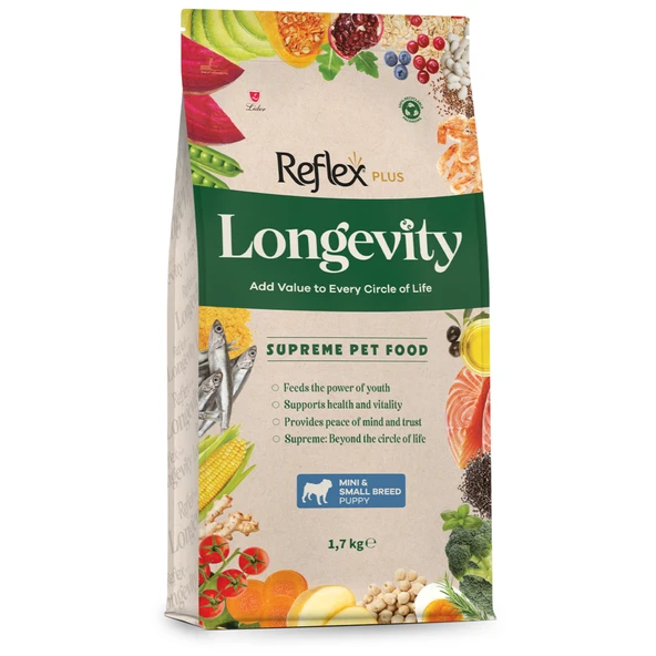 Reflex Plus Longevity Hipoalerjenik Mini ve Küçük Irk Yavru Köpek Maması 1,7kg ürün görseli 1