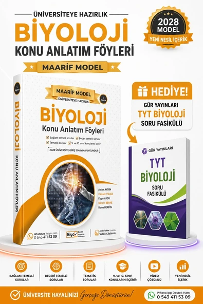 BİYOTİK YAYINLARI MAARİF 2028 MODEL TYT BİYOLOJİ KONU ANLATIM FÖYLERİ-GÜR YAYINLARI TYT BİYOLOJİ SORU FASİKÜLÜ HEDİYE!! ürün görseli 1
