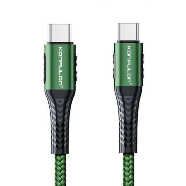 Dc43 Type-c To Type-c 1m Örgü 60w Hızlı Şarj Kablo - Yeşil ürün görseli 1