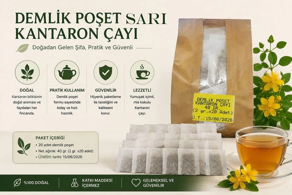 Demlik Poşet Sarı Kantaron Çayı 20'li Paket 40 gr.(2 gr.x 20 Adet) ürün görseli 1