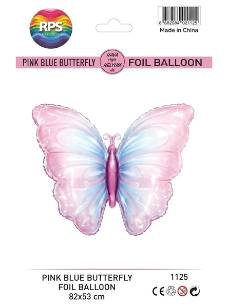 Pembe-Mavi Kelebek Folyo Balon 82-53 cm ürün görseli 1