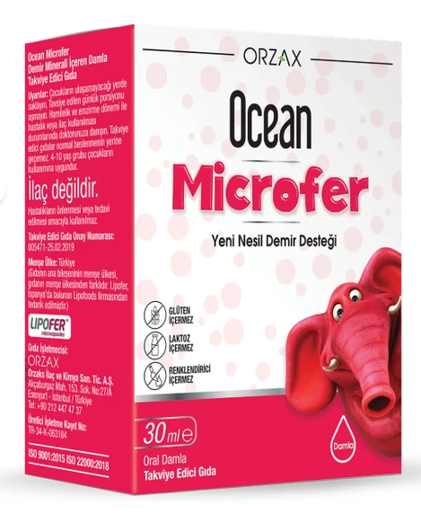 Ocean Microfer Demir Takviye Edici Gıda (Lipofer: Patentli Mikroenkapsüle Demir Kaynağı) - Damla - 30 ml ürün görseli 1