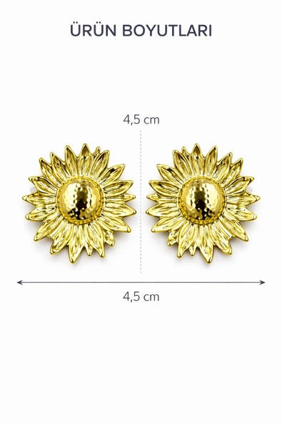 Daisy Gold Çivi Küpe - Resim 3