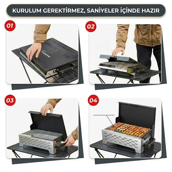 Madfox SteelFold Paslanmaz Çelik Katlanabilir Mangal - Resim 5