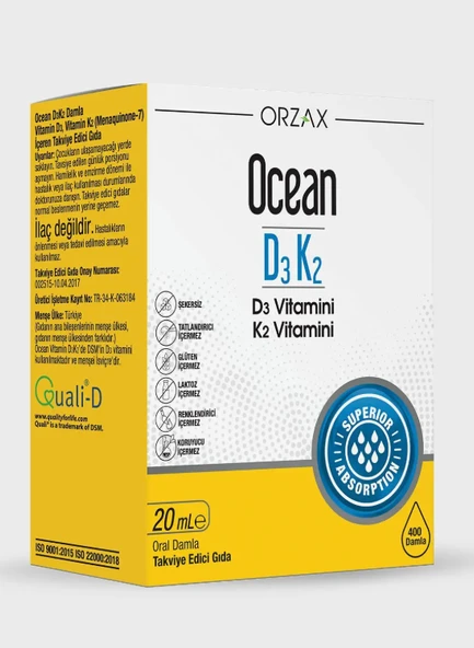 Orzax Ocean D3K2 Damla 20 ml ürün görseli 1