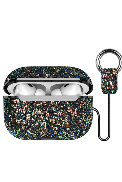 Onegif Apple Airpods 3 (3.nesil) Bright Simli Airpods Kapak - Siyah ürün görseli 1