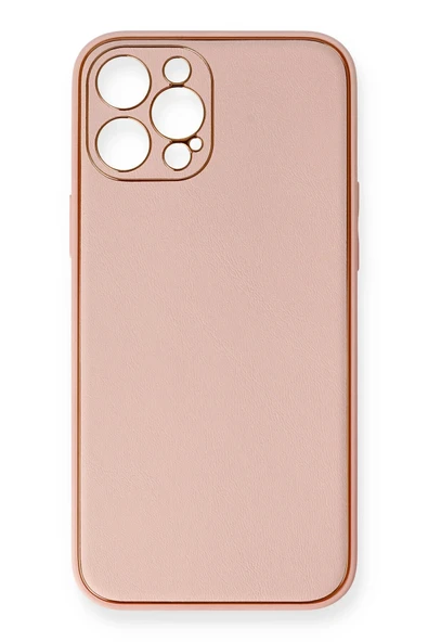 Uray store Apple iPhone 12 Pro Max Kılıf Coco Deri Silikon Kapak - Pembe ürün görseli 1
