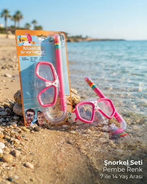 Şnorkel Seti Pembe Renk 7 ile 14 Yaş Arası ürün görseli 1