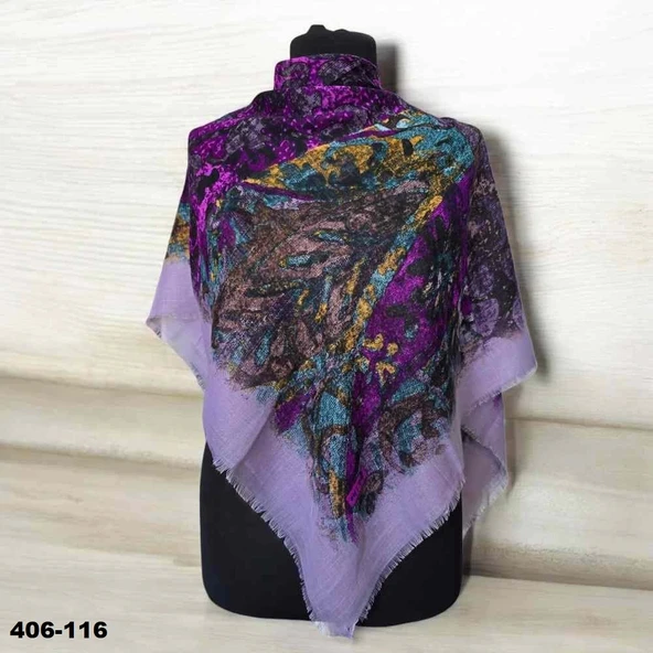 Soft İpek Desenli Flamlı Kotton Eşarp 406-116 ürün görseli 1