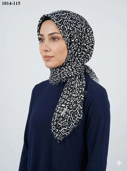Eyfel Desenli Dimi Pamuk Eşarp (Siyah - Beyaz Serisi) 1014-115 ürün görseli 1