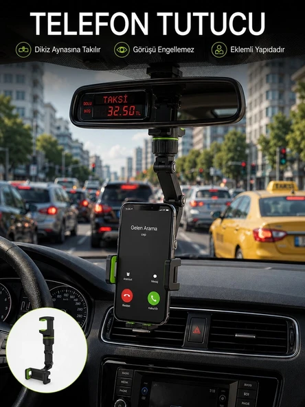 Ayarlanabilir Dikiz Aynası Telefon Tutucu Görüş Açısını Engellemeyen Araç Aparatı ürün görseli 1