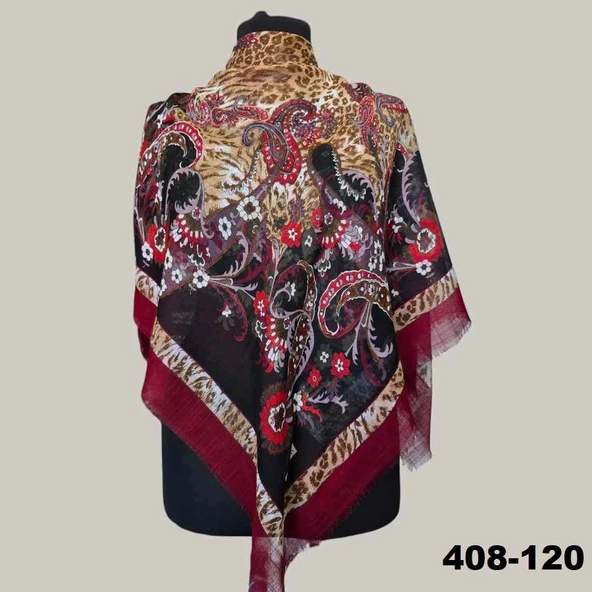 Soft İpek Etnik Desenli Flamlı Kotton Eşarp 408-120 ürün görseli 1