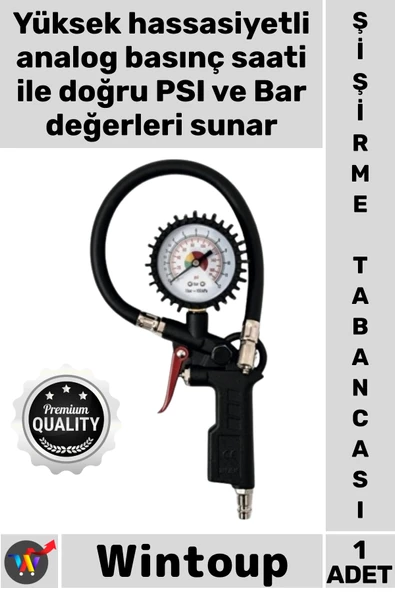 #Kompresör Profesyonel Kompresör Uyumlu Hassas Ölçüm Basınç Gösterge Saatli Lastik Şişirme Tabancası ürün görseli 1