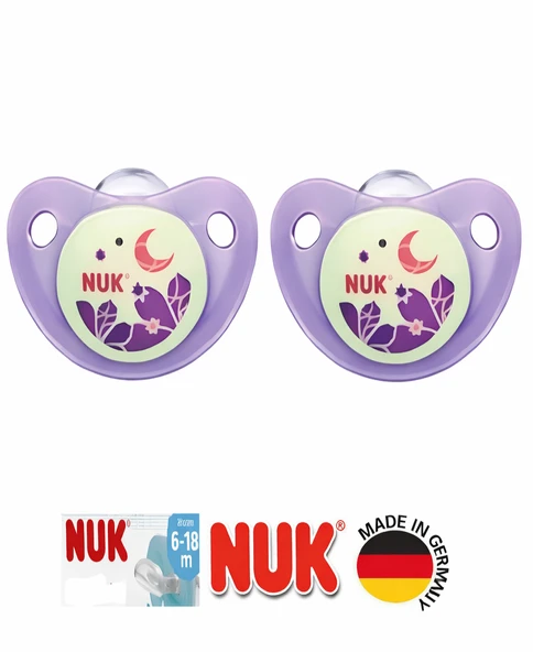 Nuk Night & Day Ortodontik Silikon Emzik 6-18 Ay İkili / Mor ürün görseli 1