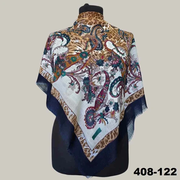 Soft İpek Etnik Desenli Flamlı Kotton Eşarp 408-122 ürün görseli 1