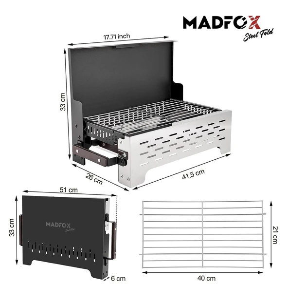 Madfox SteelFold Paslanmaz Çelik Katlanabilir Mangal - Resim 3