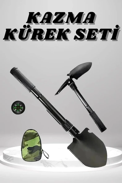 Kazma Kürek Seti Pusulalı Katlanır Portatif Kazma Kürek Seti Çok Fonksiyonlu Katlanabilir ürün görseli 1