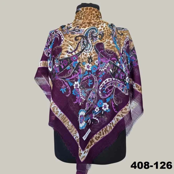 Soft İpek Etnik Desenli Flamlı Kotton Eşarp 408-126 ürün görseli 1