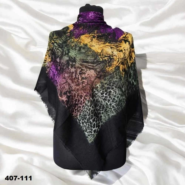 Soft İpek Desenli Flamlı Kotton Eşarp 407-111 ürün görseli 1