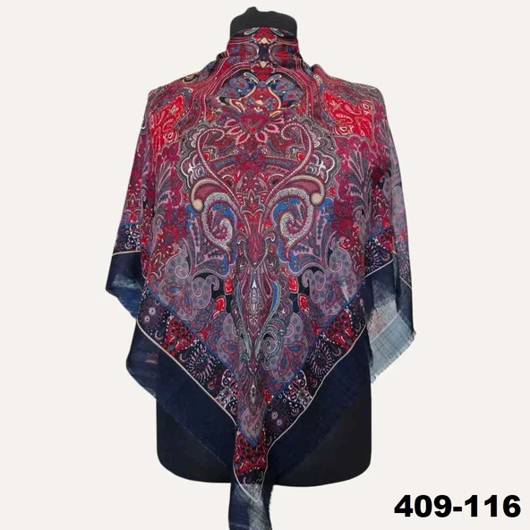 Soft İpek Etnik Desenli Flamlı Kotton Eşarp 409-116 ürün görseli 1