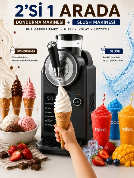 2'si Bir arada Dondurma ve Slush (buzlaş) Makinesi Gri ürün görseli 1