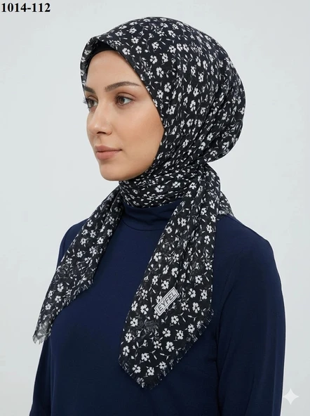 Eyfel Desenli Dimi Pamuk Eşarp (Siyah - Beyaz Serisi) 1014-112 ürün görseli 1