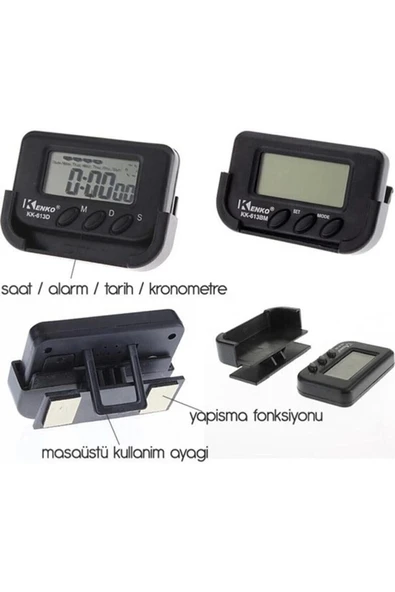 Dijital Mini Masa Araba Saati Kronometre - Resim 2