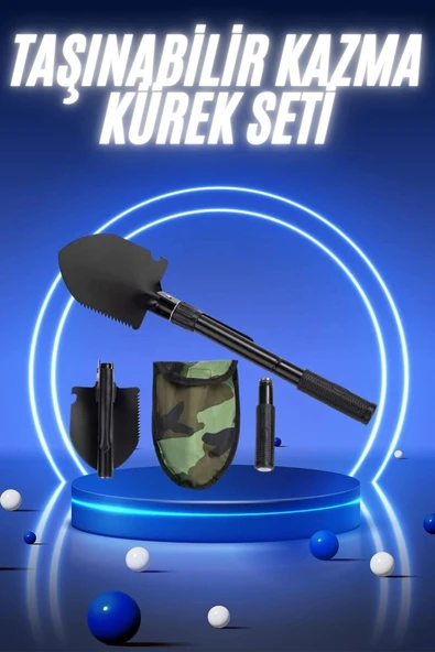 Pusulalı Katlanabilir Kazma Kürek Kamp Seti Kamp Küreği Portatif Çantalı ürün görseli 1