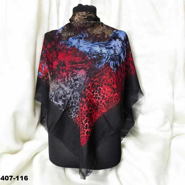 Soft İpek Desenli Flamlı Kotton Eşarp 407-116 ürün görseli 1