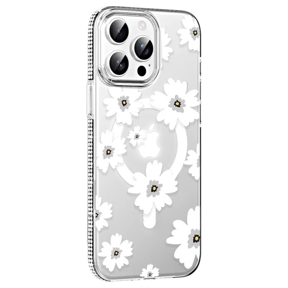 Joko İphone 15 Pro Floral Magsafe Kapak - Beyaz ürün görseli 1
