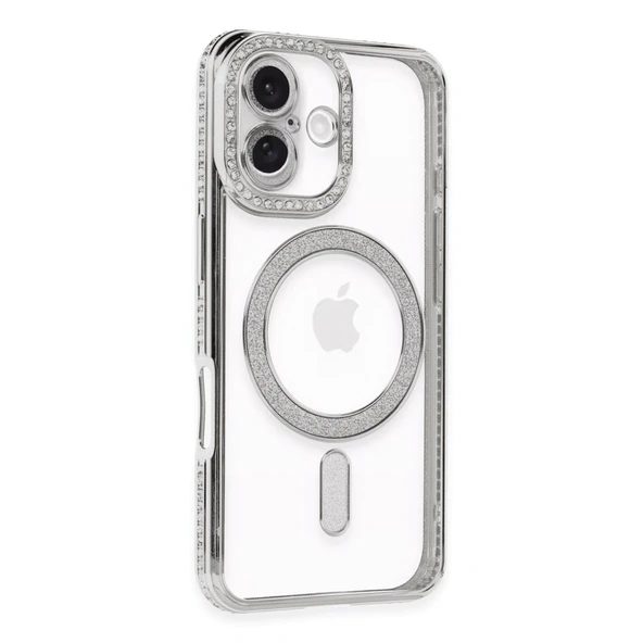 İphone 16 Kılıf Joke Simli Magneticsafe Kılıf - Gümüş ürün görseli 1