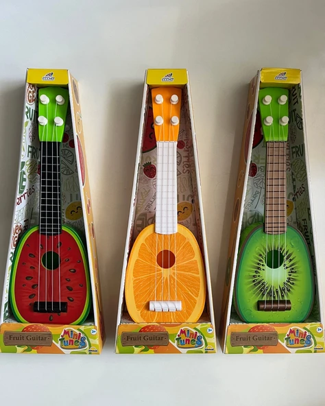 Meyve Desenli Telli Mini Gitar 35 Cm - Resim 4