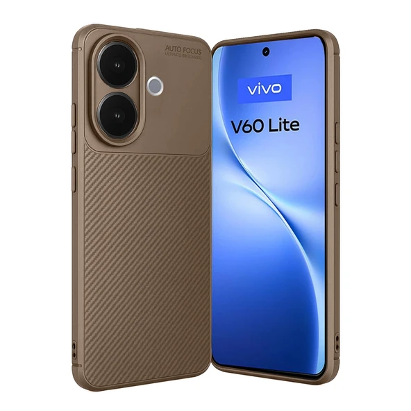 Vivo V60 Lite Auto Focus Karbon Kapak - Kahverengi ürün görseli 1