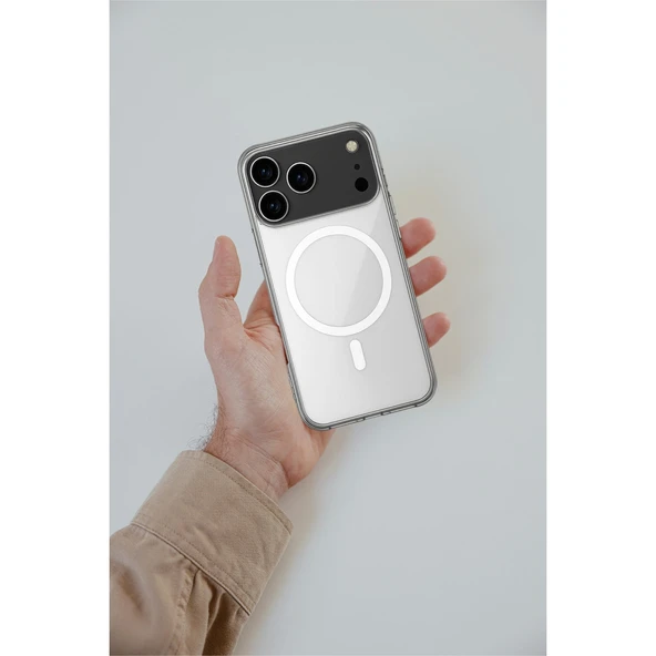 İphone 17 Pro Max Kılıf Magneticsafe Şeffaf Silikon - Şeffaf - Resim 4