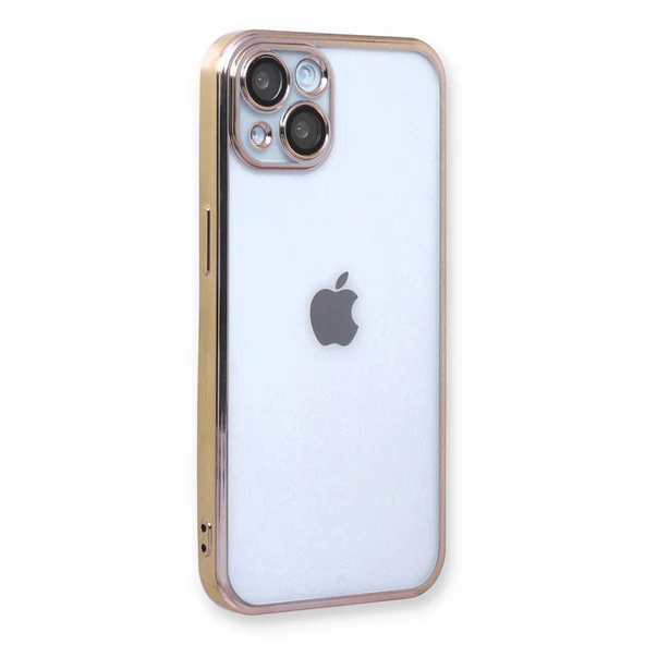 İphone 14 Plus Kılıf Lensli Silikon - Gold - Resim 2
